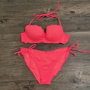 Victoria’s Secret Coral Bikini Top 34A Bottom M